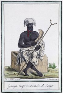 Ganga, Zauberer und Arzt aus dem Kongo - in „Enzyklopädie der Reisen“ von Grasset Saint Sauveur, ed. Paris 1796 von Jacques Grasset de Saint Sauveur