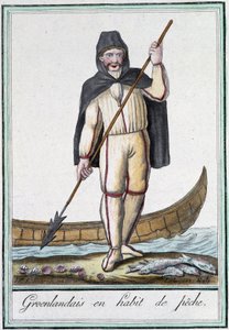 Grönländer in Fischertracht - in „Enzyklopädie der Reisen“ von Grasset Saint Sauveur, ed. Paris 1796