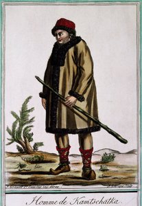 Kamtschatka-Mann, Farbstich von Laroque, Russland von Jacques Grasset de Saint Sauveur