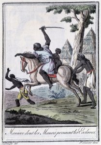 Wie die Mauren Sklaven nehmen - in „Enzyklopädie der Reisen“ von Grasset Saint Sauveur, ed. Paris 1796 von Jacques Grasset de Saint Sauveur