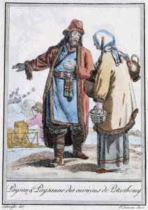 Bauer und Bäuerin aus Petersburg - in „Enzyklopädie der Reisen“ von Grasset St Sauveur, ed. 1796