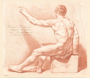 Sitzender männlicher Akt, von hinten gesehen (3. Preis 1781) von Jacques Kuyper
