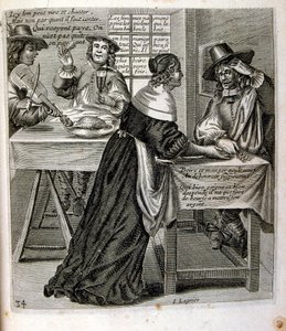 17. Jahrhundert gravierte Illustration aus einer Sammlung von Sprichwörtern. Paris 1657-1663. Von Jacques Lagniet (1620-1675). Französischer Graveur. Von ihm viele sozialkritische Gravuren und Spottbilder wie seine manchmal grotesken und fantastischen Illu