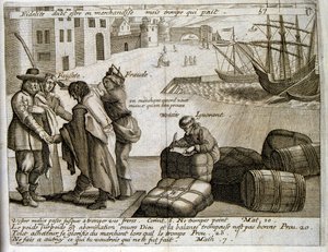 17. Jahrhundert gravierte Illustration aus einer Sammlung von Sprichwörtern. Paris 1657-1663 von Jacques Lagniet