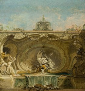 Brunnenentwurf. Najade und Putto, ca. 1740 von Jacques Lajoue de