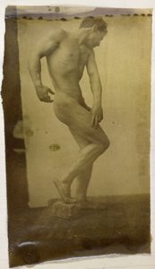 Studie eines männlichen Aktmodells, stehend und von der Seite gesehen, im Atelier von Jacques de Lalaing von Jacques Lalaing (attributed to)
