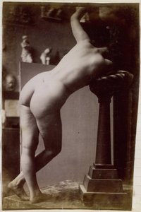 Studie eines weiblichen Aktmodells, von hinten gesehen, im Atelier von Jacques de Lalaing, Vorstudie für kreisförmigen Brunnen