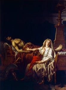 Andromache trauert über den Körper von Hector, von Jacques-Louis David (1748-1825)