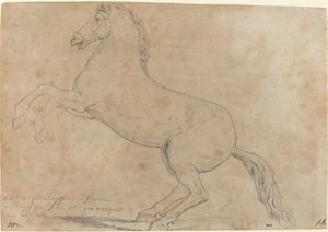 Eine antike Skulptur eines Pferdes von Jacques Louis David