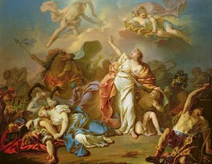 Apollo und Diana greifen die Kinder der Niobe an