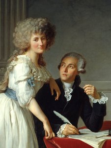 Detail von „Antoine Laurent Lavoisier (1743-1794) mit Madame Lavoisier“ Gemälde von Jacques Louis David (1748-1825)