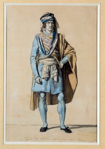 Französische Revolution: Entwurf für ein bürgerliches Kostüm 1793 „Kleidung des Gemeindebeamten mit der Schärpe“ Aquarell von Jacques Louis David (1748-1825) von Jacques Louis David