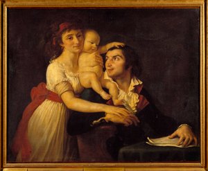 Porträt von Camille Desmoulins, seiner Frau Lucile und ihrem Sohn Horace Camille
