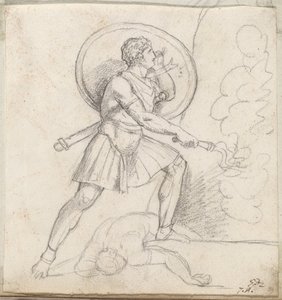 Krieger mit Schild und Fackel von Jacques Louis David