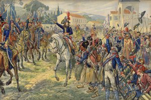 Napoleon Bonaparte bei seiner Ankunft in der besetzten Stadt Nizza