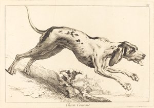 Laufender Hund von Jacques Philippe Le Bas and Jean Eric Rehn after Jean Baptiste Oudry