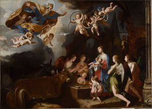 Die Anbetung des Christkindes, 1635 von Jacques Stella