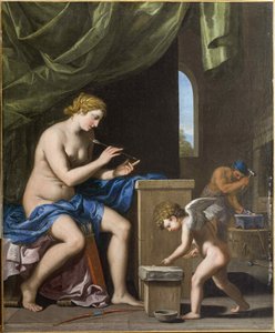 Vulkan schmiedet die Pfeile für Amor, um 1645 von Jacques Stella