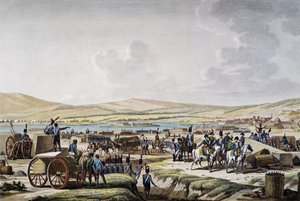 Napoleon besucht die Belagerungswerke in Danzig unter der Leitung von Marschall Lefebvre (9. Mai 1807), Gravur von Francois Jacques Dequevauviller, Zeichnung von Jacques Francois Joseph Swebach-Desfontaines