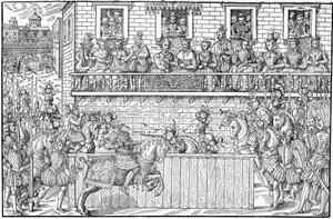 Das Turnier, bei dem Henri II tödlich verwundet wird, 1559