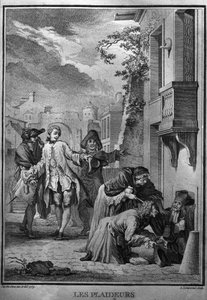 Les Plaideurs Illustration nach Jacques de Seve für die Werke von Jean Racine (1639-1699), französischer Tragödienpoet. Gravur von 1760 von Jacques de (after) Seve