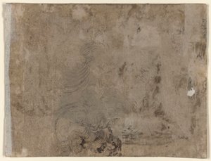 Ein Jugendlicher an einem Tisch (recto); Kopf eines Kindes mit lockigem Haar (verso) von Jacques de Gheyn II