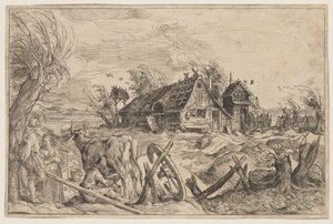 Landschaft mit Bauernhaus