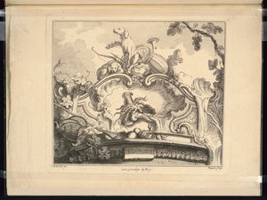 Entwurf für eine Kartusche mit Flusskrebs (Horizontal) von Jacques de Lajoüe