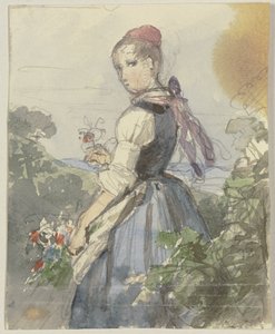 Bauernmädchen im Garten von Jakob Becker