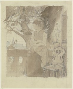Mädchen auf der Veranda von Jakob Becker