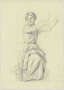 Kniendes Mädchen, die Arme hebend von Jakob Becker