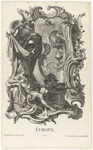 Rocaille mit der Personifikation des Kontinents Europa