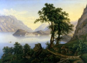 Ansicht von Bellagio am Comer See. 19. Jahrhundert. Gemälde von Jacob Suter von Jakob Suter