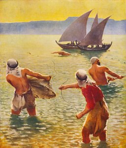 Heiliges Land: Fischen im See Genezareth von James (after) Clark