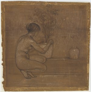 Kauernde Figur. Studie für Die weiße Symphonie: Drei Mädchen von James Abbott McNeill Whistler