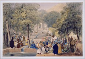 Die Allee am Grab von Baber, aus Skizzen in Afghanistan, graviert von Charles Haghe (1810-88) und Louis Haghe (1806-85), veröffentlicht von Henry Graves, 1842 von James Atkinson