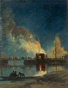 Bristol-Unruhen: Das Brennen der Mauthäuser, Prince Street Bridge, um 1831 von James Baker Pyne