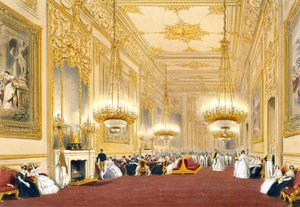 Der große Empfangsraum - Staatsempfang für Seine Majestät König Louis-Philippe, 1838 von James Baker after Pyne