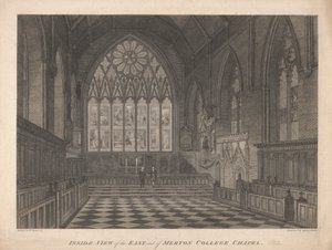 Innenansicht des Ostendes der Merton College Chapel von James Basire