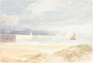 Küstenszene mit Segelbooten in Portland, Dorset