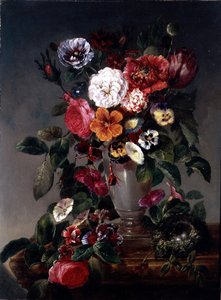 Stillleben verschiedener Blumen in einer Urne von James Charles Ward