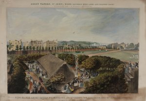 Ansicht der Promenaden und Gärten der Abbey Taverns, Violet Hill, Marylebone, um 1870