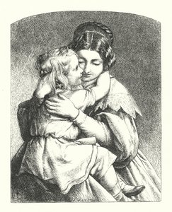 An ein Kind, das seine Mutter umarmt