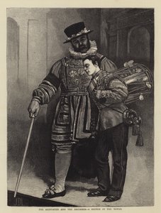 Der Beefeater und der Trommler, eine Skizze im Tower von James Dromgole Linton