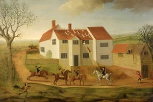 John Sidey und seine Hunde bei einem Bauernhaus in der Nähe von Hadleigh, Suffolk von James Dunthorne
