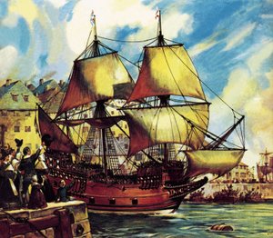 Die Mayflower verlässt Plymouth