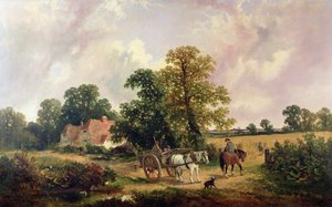 Landschaft in Essex mit Pferd und Wagen von James Edwin Meadows