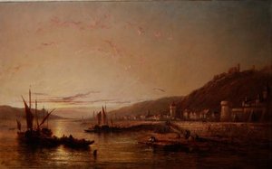 Fischerboote bei Sonnenuntergang
