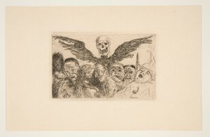 Die sieben Todsünden, beherrscht vom Tod, aus dem Portfolio Les péchés capitaux von James Ensor