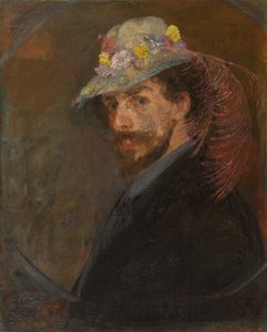 Selbstbildnis mit geblümtem Hut von James Ensor